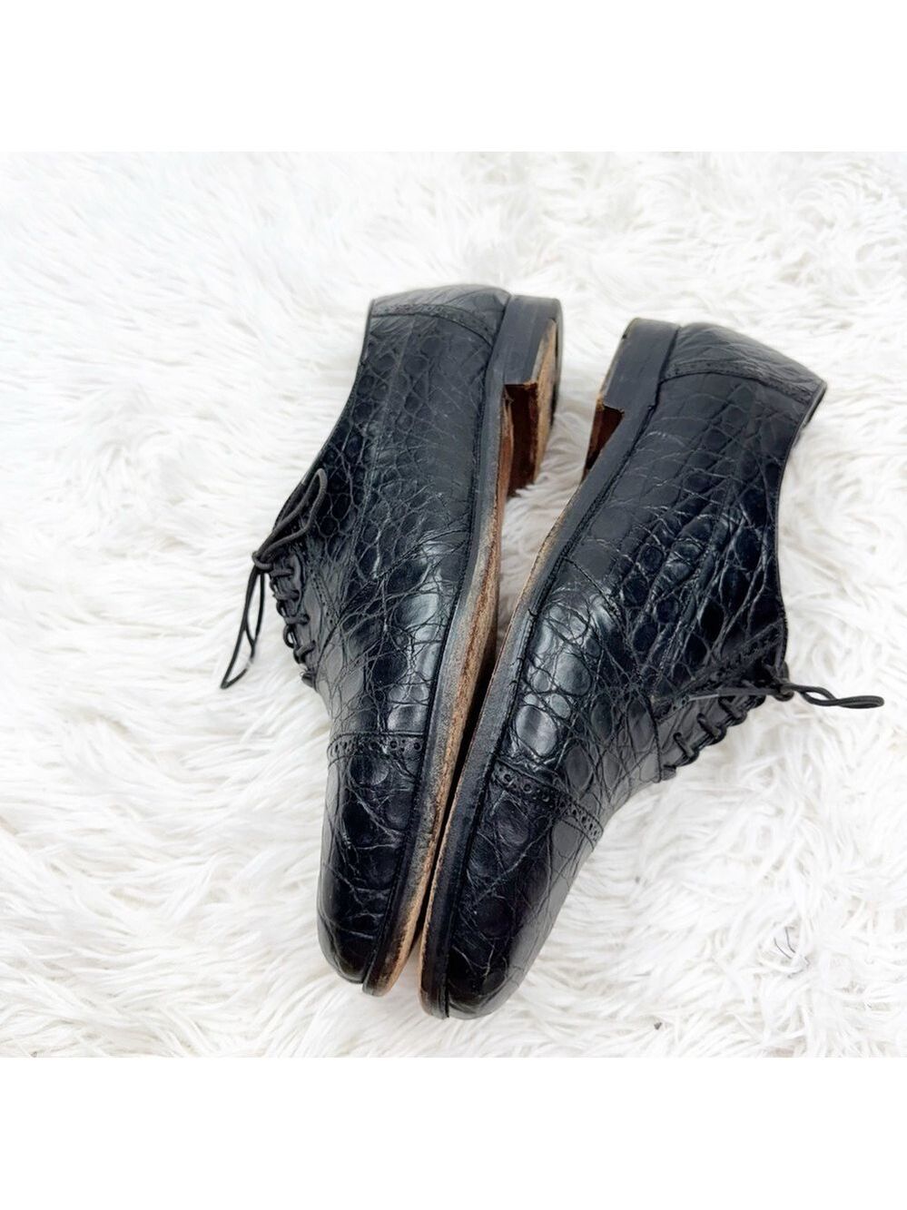 Marco Luigi Lace Up Crocodile Leather Oxford Shoes - Picture 6 of 10